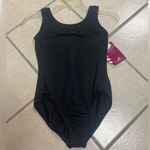 Childs Large Black Dri Fit Dance Or Gymnastics Bodysuit Leotard NWT !